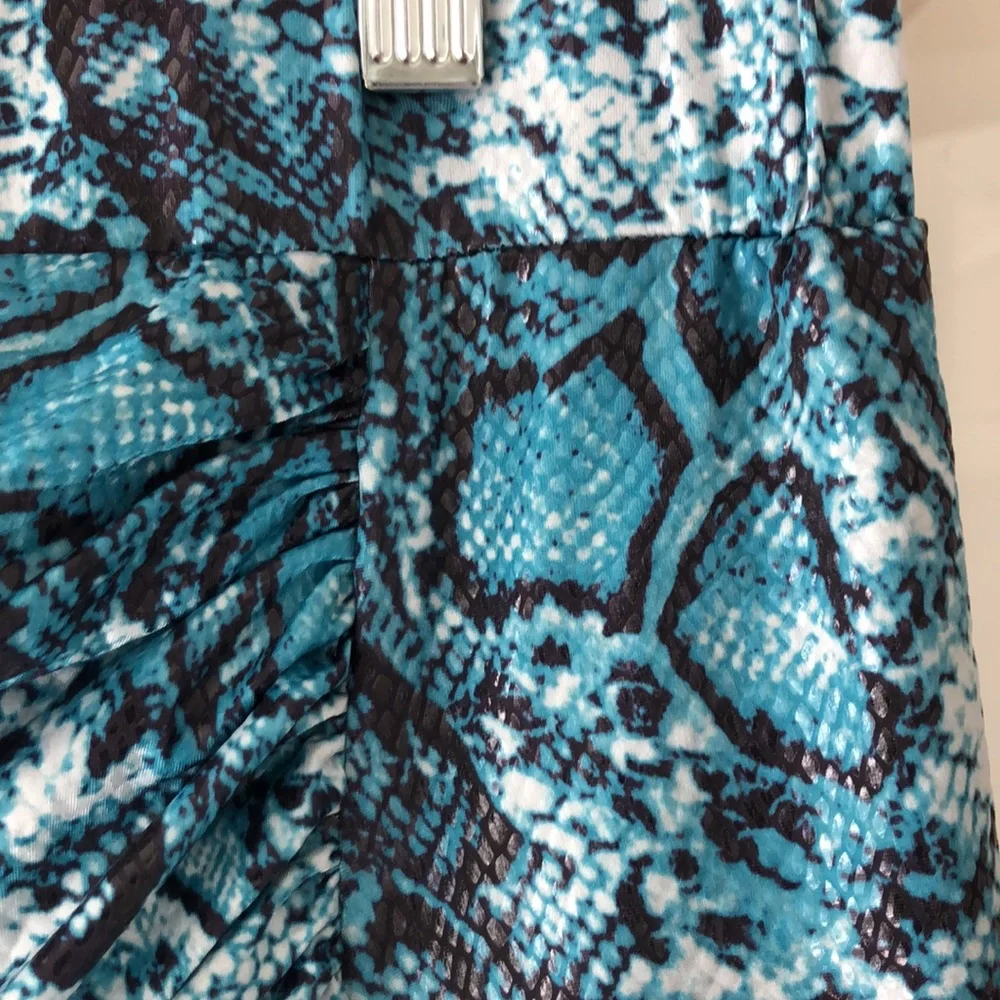 Fashion Nova faux snakeskin asymmetry skirt XL Ruched side elastic waist club